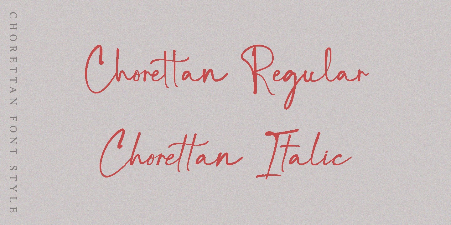 Ejemplo de fuente Chorettan Italic